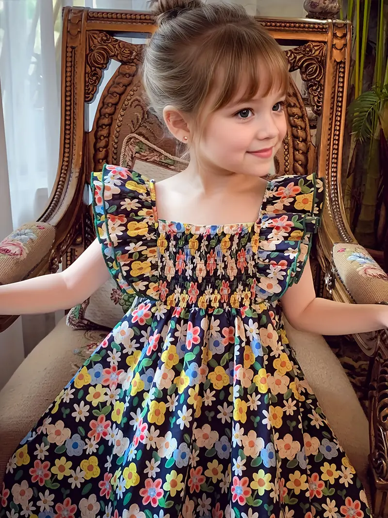 girls beautiful print small flying sleeves halter design - Temu Trkiye girls beautiful print small flying sleeves halter design - Temu Trkiye