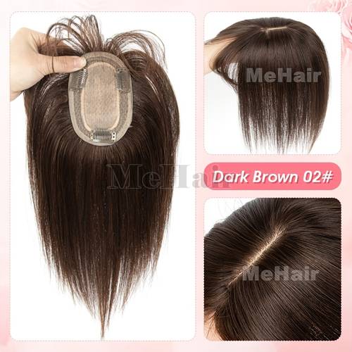 real human hair 8x12cm large area mesh hair topper for women straight hair with bangs invisible seamless clip in extensions natural look elegant style hair accessories