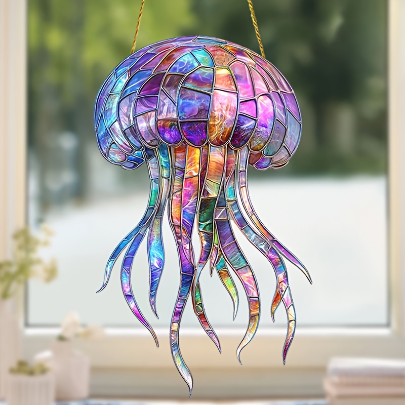 

Jellyfish Sun - Acrylic Stained Glass-style Hanging Decor For Home, Garden, And Porch - Perfect Christmas Gift (11.6x7 Inches), Jellyfish Decor, Wreath Centerpiece, Funny, Yard Decor