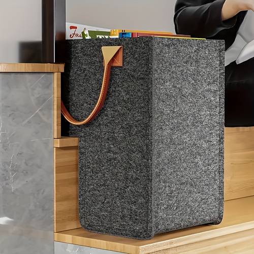 1pc contemporary felt stair storage basket with handle portable foldable tread organizer for carpeted wooden stairs home office decor accessory shelf baskets