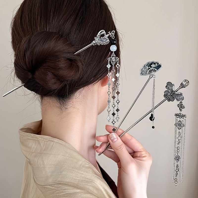 5pcs new retro tassel hairpins high end updo styling pins elegant metal hair accessories for   gift for daily and casual wear Product details 6