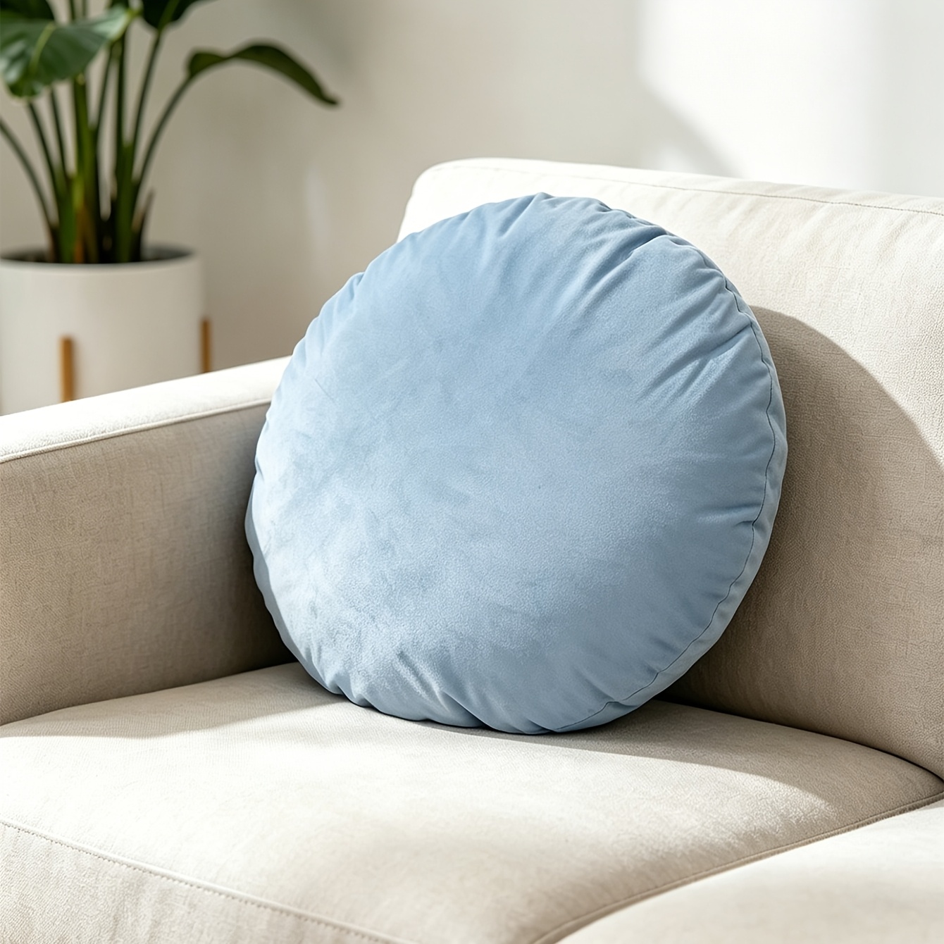 TEMU 1 Coussin Décoratif Rond Doux en Velours, Couleur Unie pour Canapé Lit, Coussin Moelleux et Confortable pour Salon, Chambre, Bureau, Voiture