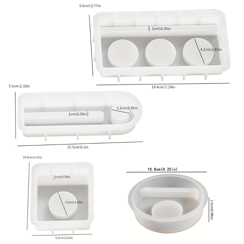 4pcs/set Rectangle Oval Shaped Silicone Candle Holder Mold For Plaster Cement Concrete Resin Casting, Silicone Candlestick Moulds For Handmade Art Crafts, Home Decoration
