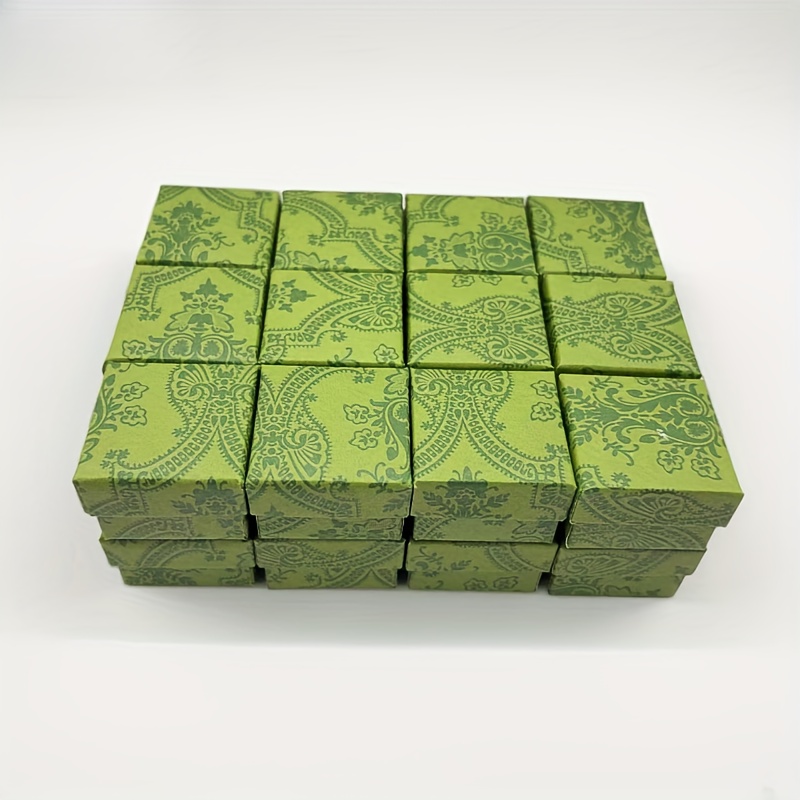 E-shop Geschenk für Sie/Ihn 24-teiliges Set grüne Ring Geschenkboxen - Elegantes Ring Schmuckbox Set, leichte kleine Ohrringbox mit weichem Schaumstoff