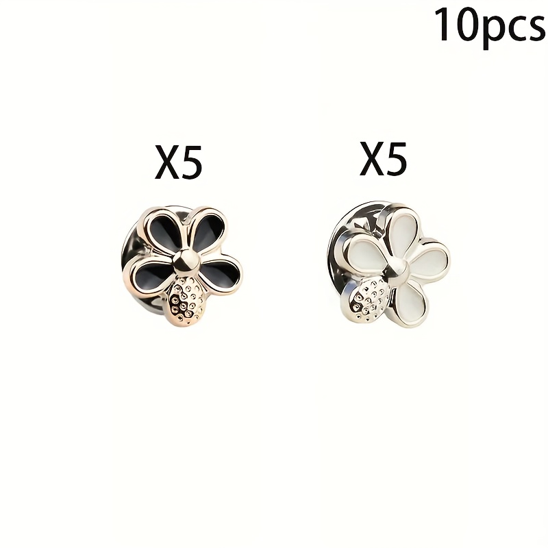 10pcs Of Stylish Flower Metal Snap Buttons - No-sew Removable Convenient Decorative Buttons Suitable For Jeans, Collars, Cuffs, And Securing Shirts With Anti-slip Features