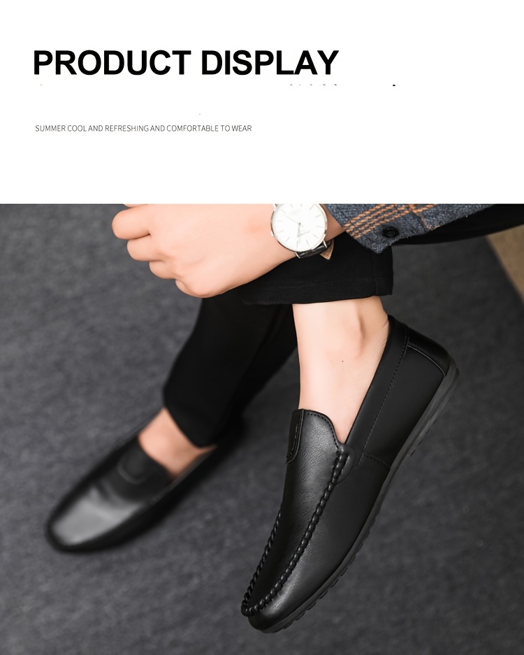 Men's Slip-On Loafers - British Style Breathable Casual & Dressy Shoes, All-Season Comfort with EVA Sole, Low-Top Round Toe Design for Office, Semi-Formal & Casual Attire, Comfy Shoes
