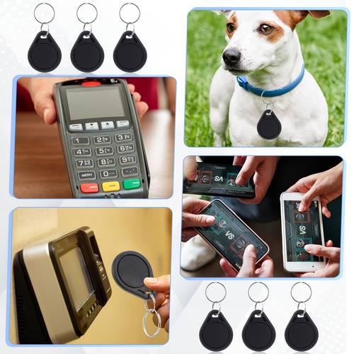 Party Packs 50pcs NFC Tags NFC Key Keychain Business Card Commercial Access Cards Chip Digital Programmable 504 Memory Compatible with Mobile Phone (Black) Items Cheap Gifts
