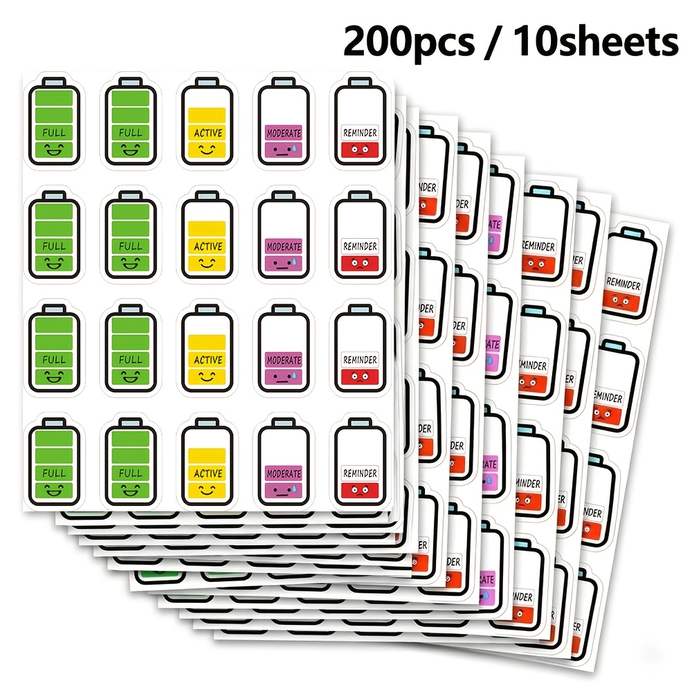 TEMU 200 pegatinas para planificación de energía, adiciones para planificador, de nivel de energía, etiquetas de energía/estrés/mood/anxiety,