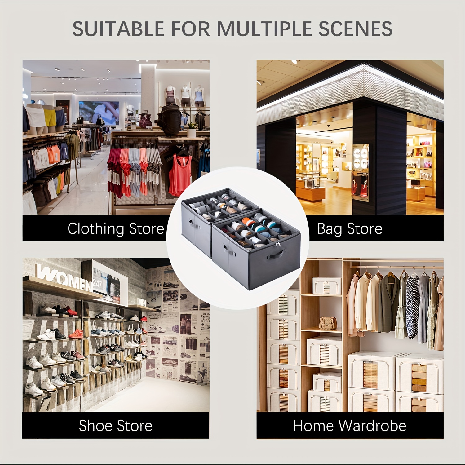 2 pack shoe organizer for closet fits up to 32 pairs adjustable dividers for shoe storage fabric shoe storage bins with clear cover grey details 4