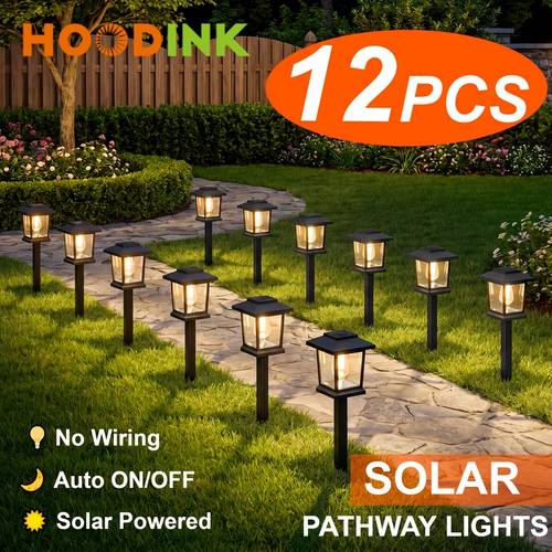 12pack solar pathway lights outdoor led solar lights outdoor up to 12hrs auto on off garden decor for yard driveway walkway home mardi gras easter decor warm white valentines decorations for home