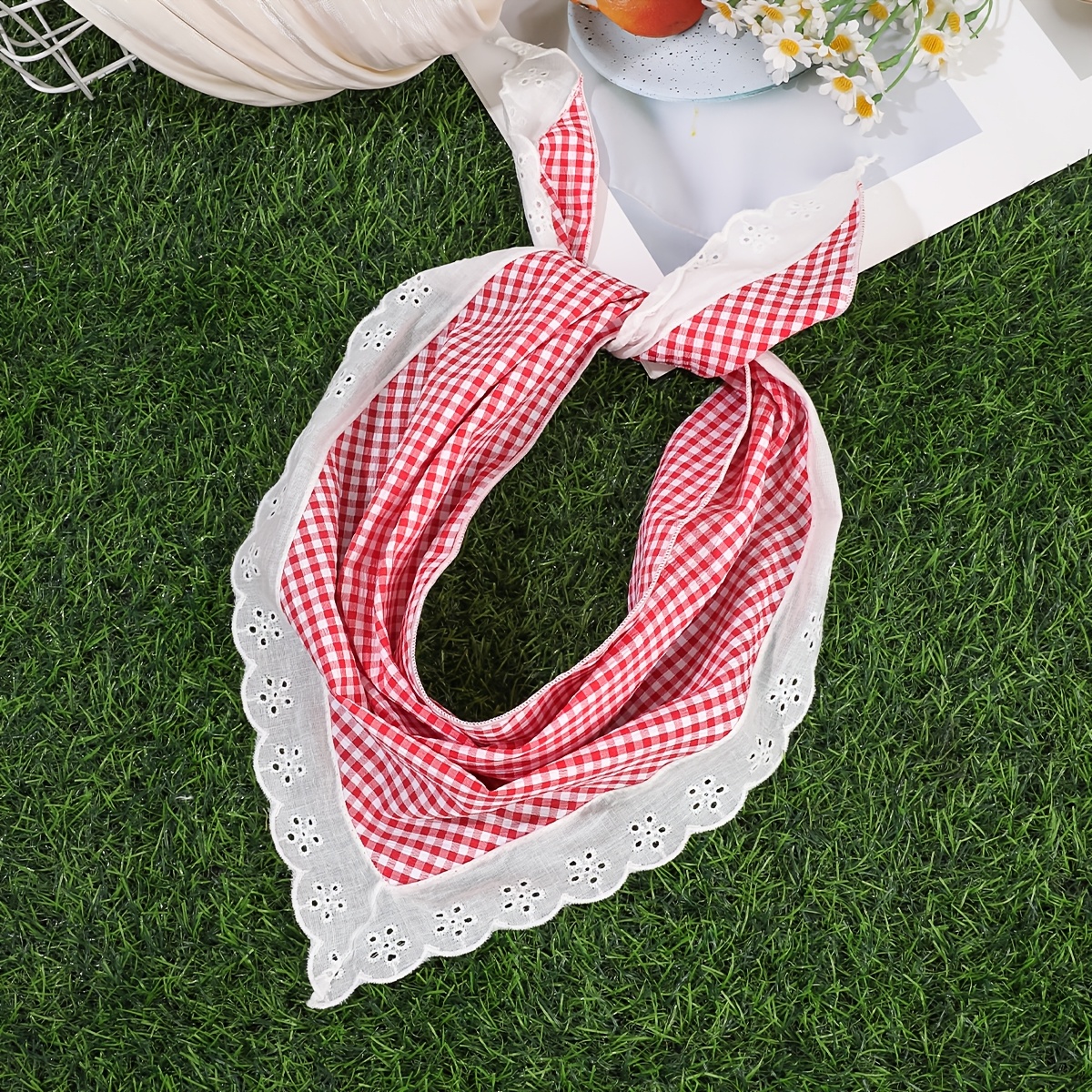 TEMU 1pc Retro Plaid Scarf Headband Hair Accessory Sweet And Elegant Classic Suitable For Daily And Vacation Wearing Headband Accessory For