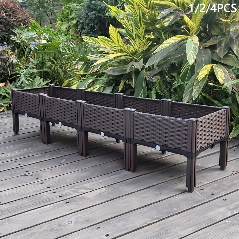 1 2 3 4pcs elevated garden bed with legs classic   plastic planter suitable for outdoor use ideal for planting flowers vegetables and herbs lightweight and durable elevated garden bed with multi  