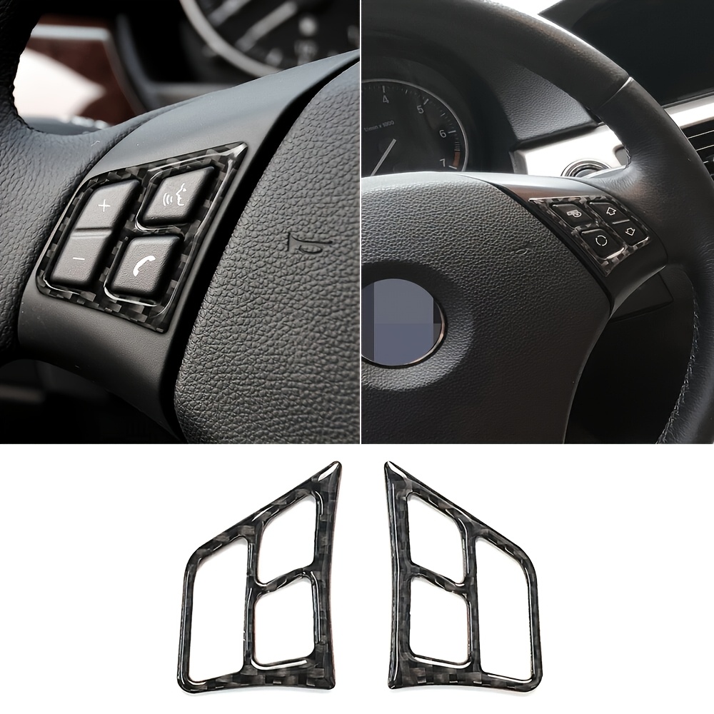 TEMU Fibra de Carbono de Lujo para BMW E90 2005-2012 Botón del Volante Adhesivo Decorativo de Fibra de Carbono