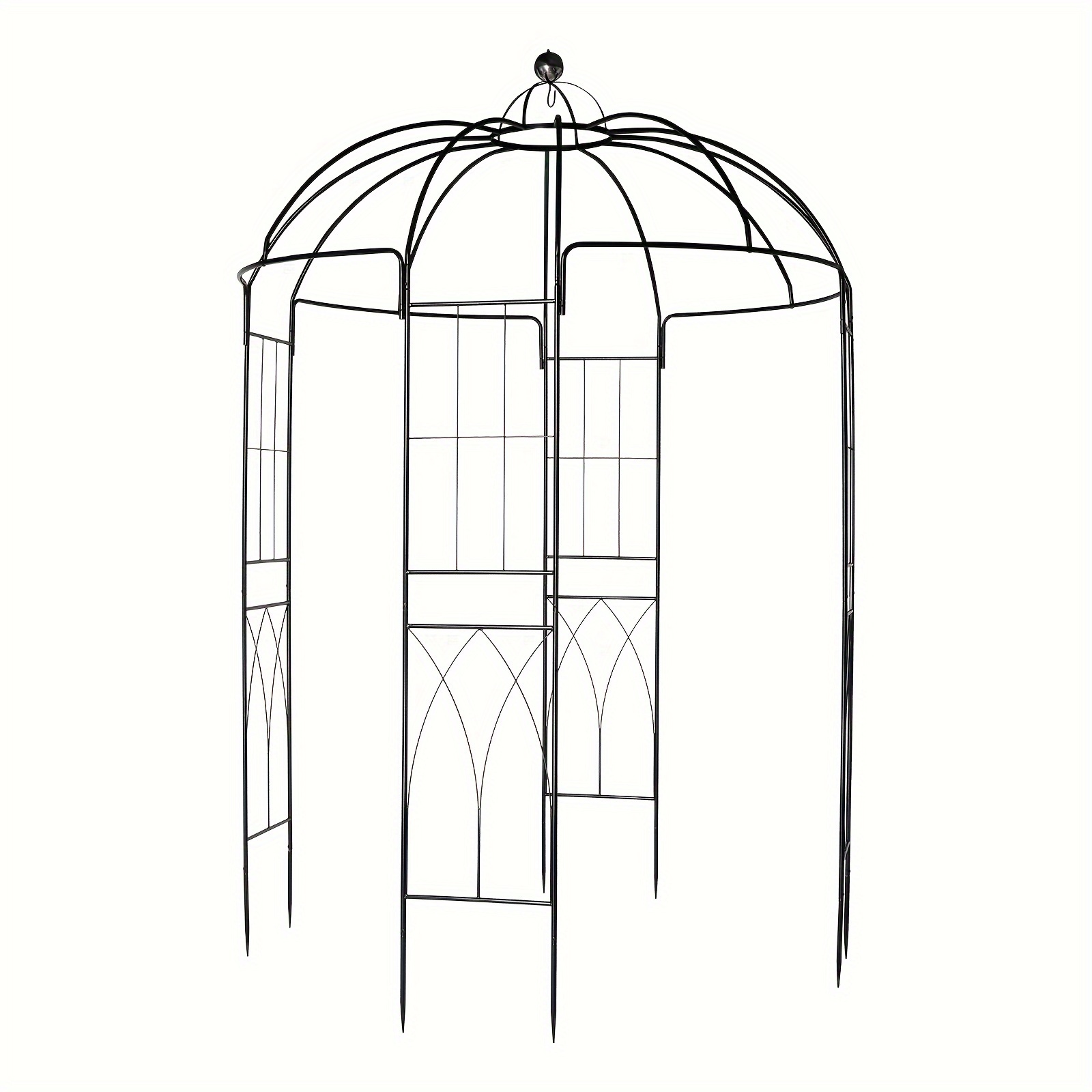 TEMU 207*207*270cm Courtyard Wrought Iron Gazebo Iron Arch Black