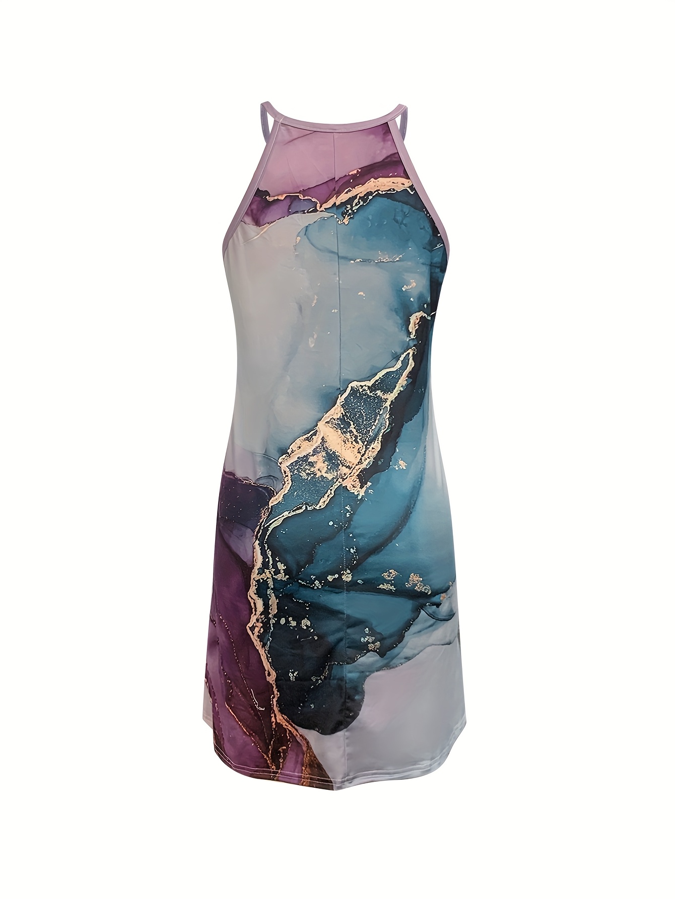 new fashionable elegant marble print halter neck dress - Temu Mauritius