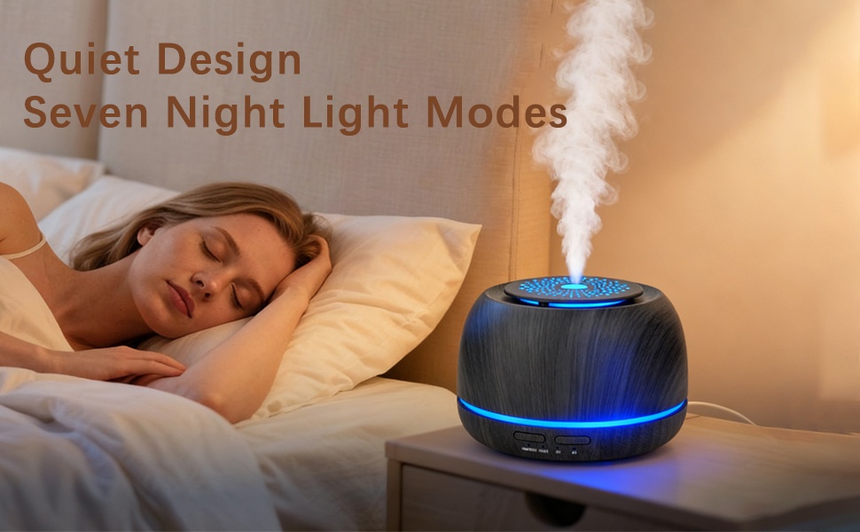 COOLUCK Difuzor de Uleiuri Esențiale și Umidificator 300ml cu Telecomandă, Lumină de Noapte cu 7 Culori Schimbătoare, Tehnologie Soundwave Alimentat prin USB, Mod Răcoros/Uscat, Oprire Automată, Compatibil cu Uleiuri de Difuzare (Lavandă/Arbore de Ceai/Oregano) pentru Casă, Birou, Spa