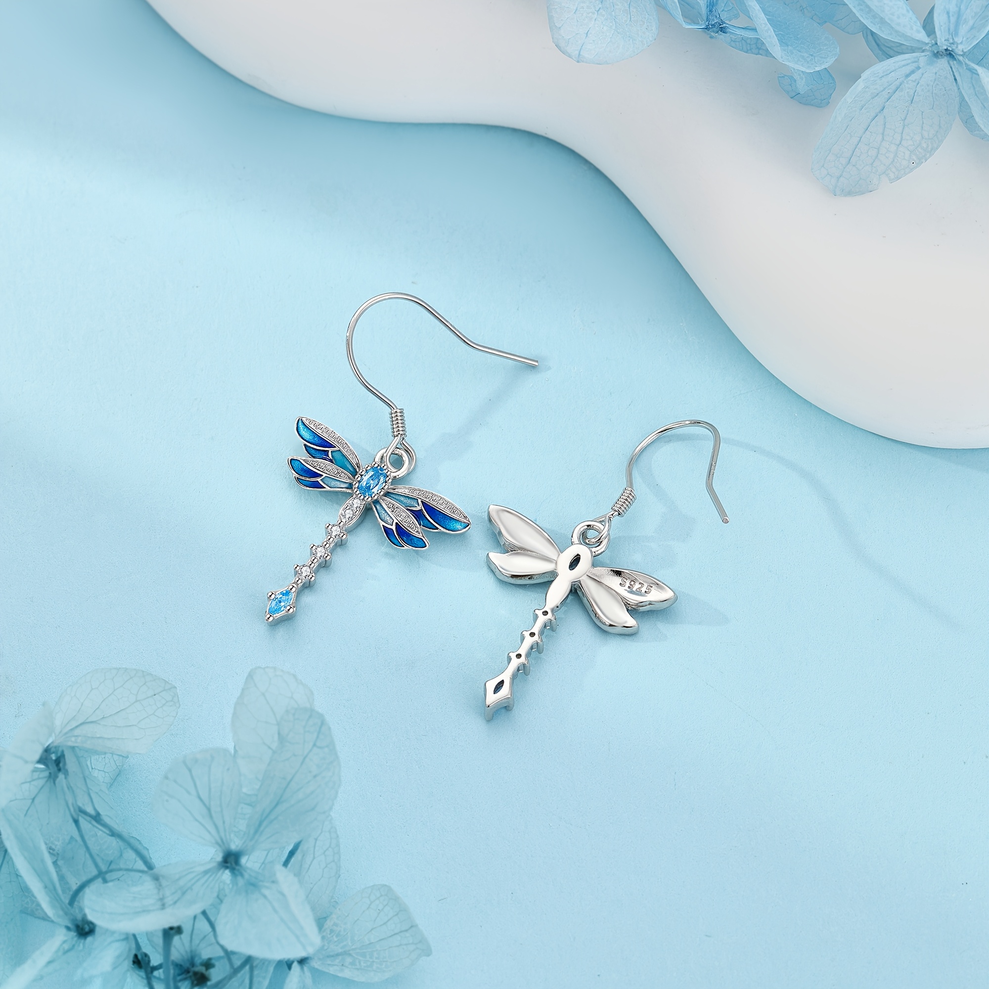 Women's S925 Sterling Silver Dragonfly Leverback Earrings, Gift for Moms