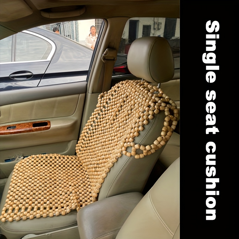 1-Seat Wood Bead Car Seat Cushion Breathable Fit with Beaded Layer  (Brown/Black) Wood Beads for Front/Rear-like Use (No-Fill Design)