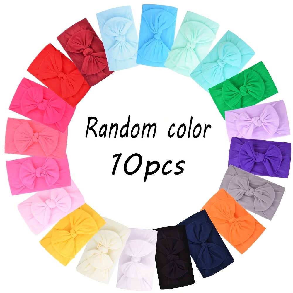 E-shop 10 zufällige Morandi-Farben Schleifen Haarreifen, weich und schädigt das Haar nicht, Nylon Haarband, Haar-Accessoires für die Feiertage