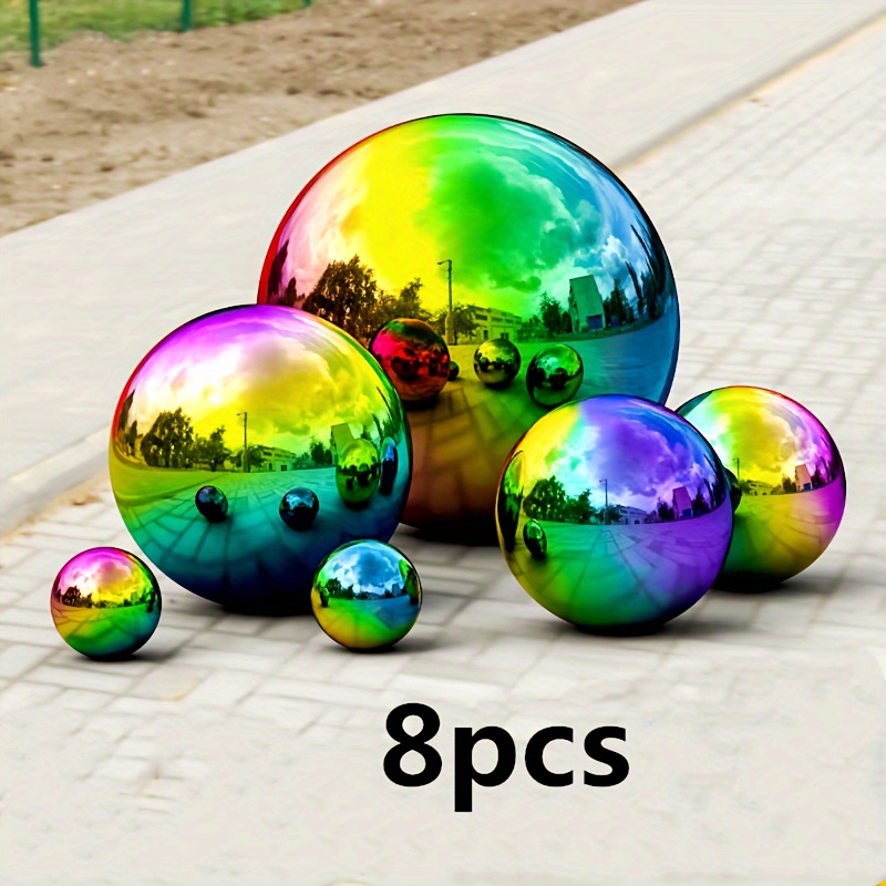 

8pcs Set Of Reflective Steel - , - Decorative Orbs For &