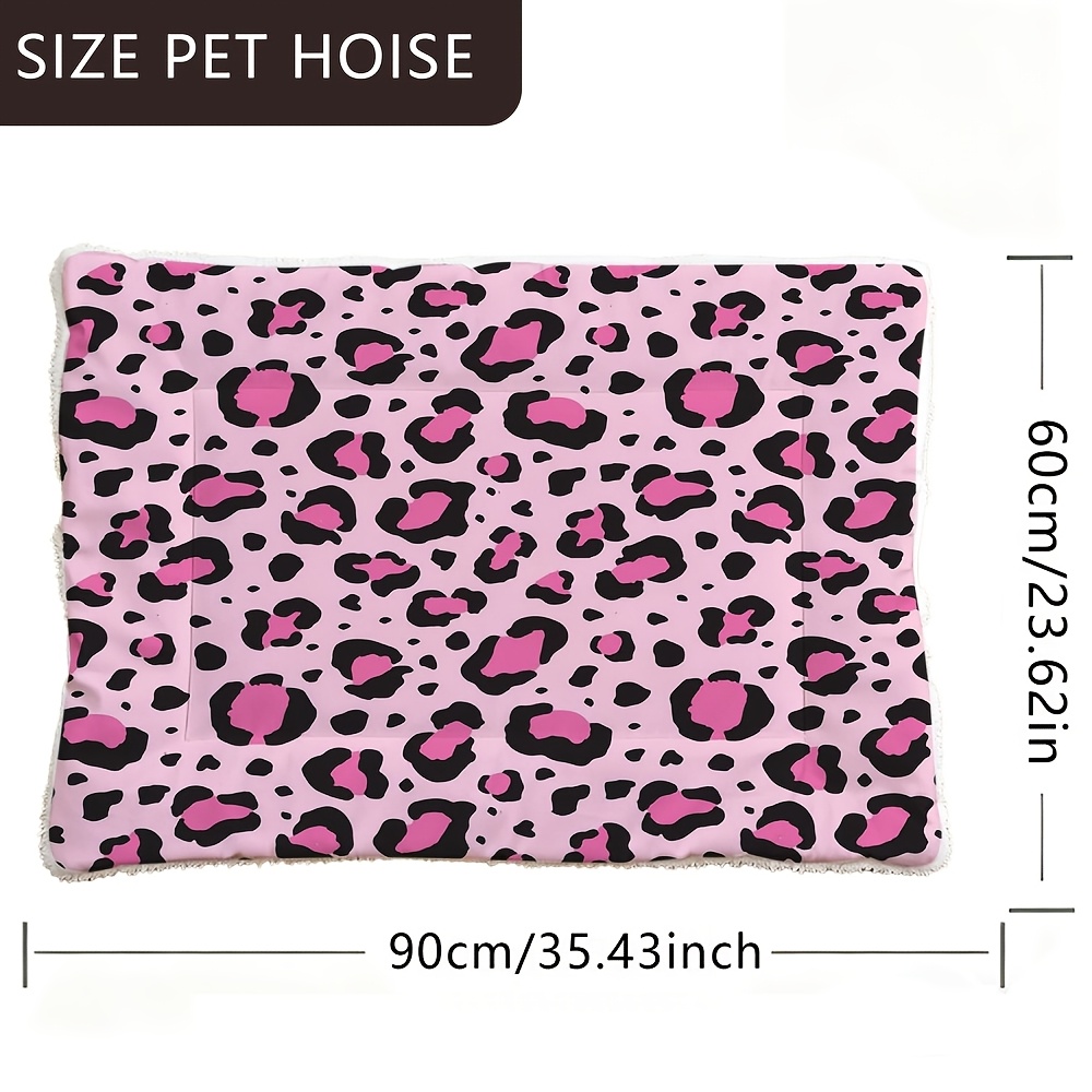 TEMU 1pc Of Dog Bed Cushion, Pet Bed With Pink Leopard Print, Washable Dog Crate Mat Suitable For Large, Medium, And Small Dogs, Reversible Dog Crate