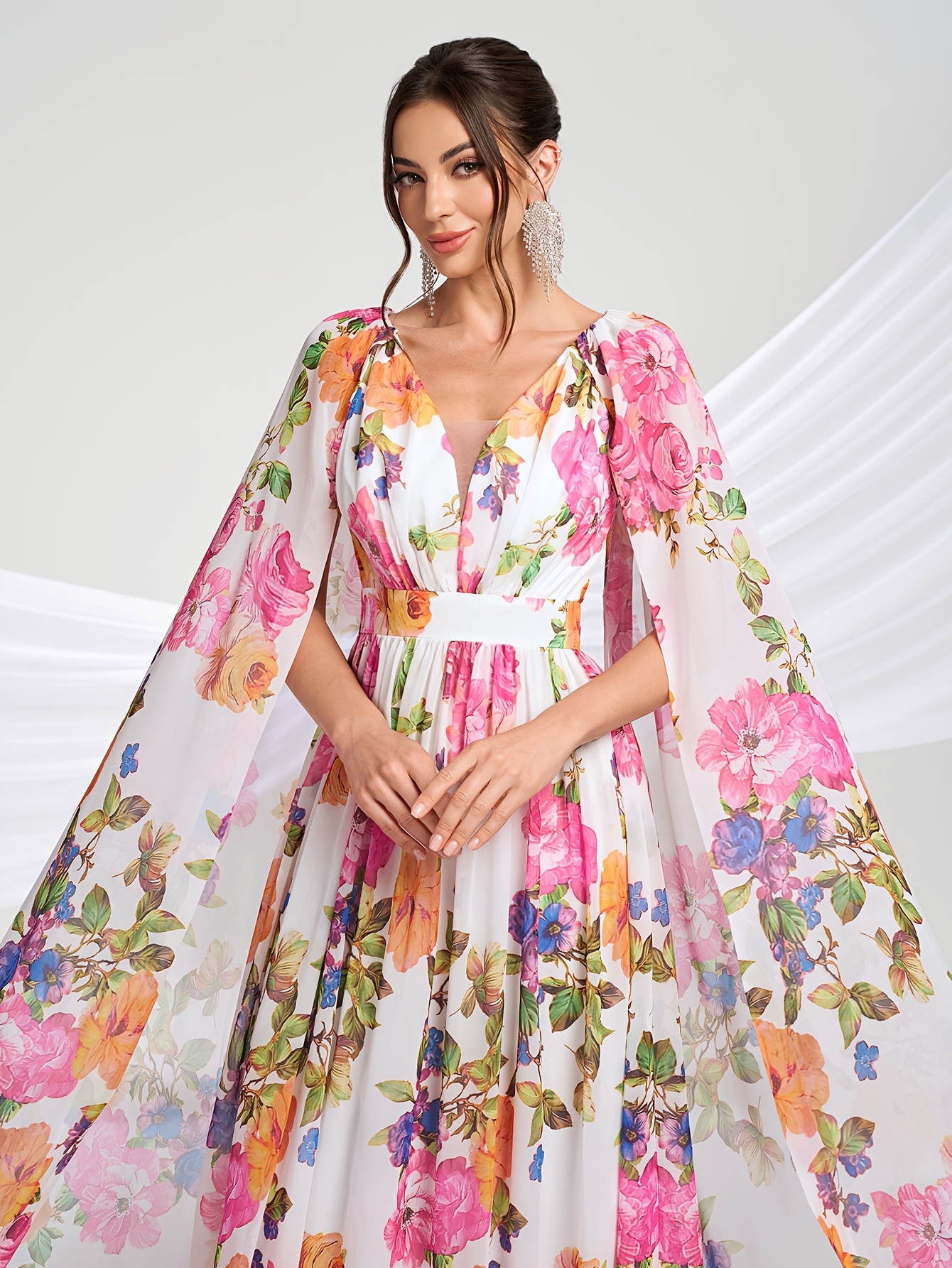long sleeve maxi dress birthday Long Sleeve Pearl Backless Maxi Dress Hot Pink