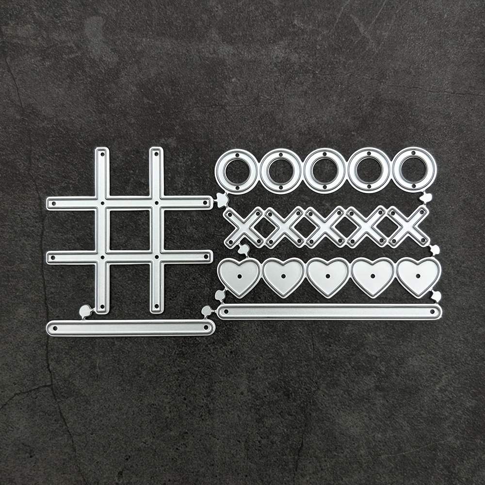 1pc -toe Game With Hearts Cutting Dies – Love Valentine's Day Cutting Mold Template, Suitable For Handmade Making, Valentine's Day Album Card Making Decoration Tool Gift