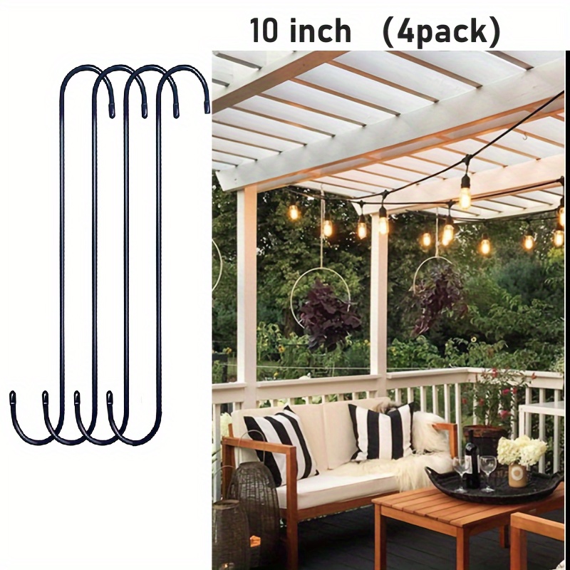TEMU 10inch/12inch Extra Large S Heavy Duty Long S Hook, Used For Hanging Plants Extension Hook, Used For Kitchenware, , Greenhouse, Closet, Flower