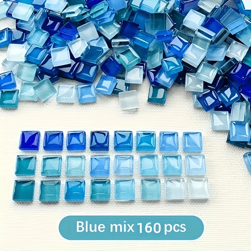 TEMU 160pcs Carreaux de verre mosaïque à - Colorés, fournitures d'art polyvalentes pour la peinture créative et la fabrication de bijoux, feuilles de