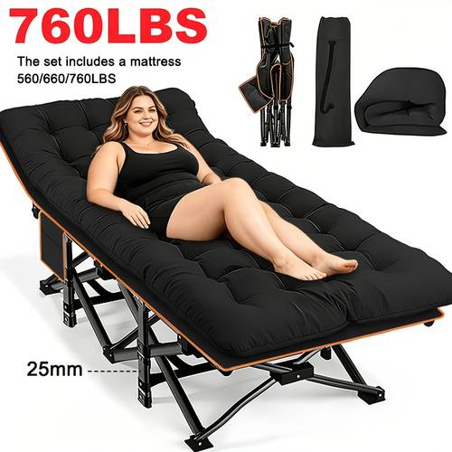 560 660 760 lbs load bearing reinforced folding bed with mattress suitable for camping and portable guest use adopts with sturdy bed frame ideal as courtyard sofa and camping bed foldable for