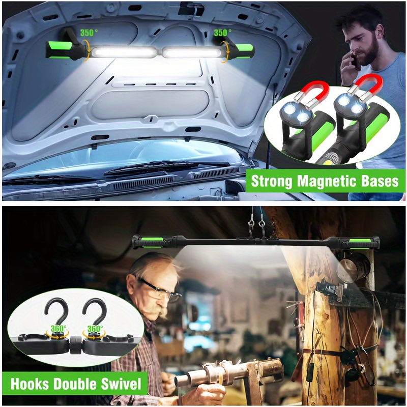 Rechargeable Cordless Magnetic LED Work Light with Magnetic Base & Hook - Portable Mechanic Light, Adjustable Brightness for Car Repair, Workshop, Emergency, Underhood, - /Outdoor Use 8 Rechargeable Cordless Magnetic LED Work Light with Magnetic Base & Hook - Portable Mechanic Light, Adjustable Brightness for Car Repair, Workshop, Emergency, Underhood, - /Outdoor Use - Image 8