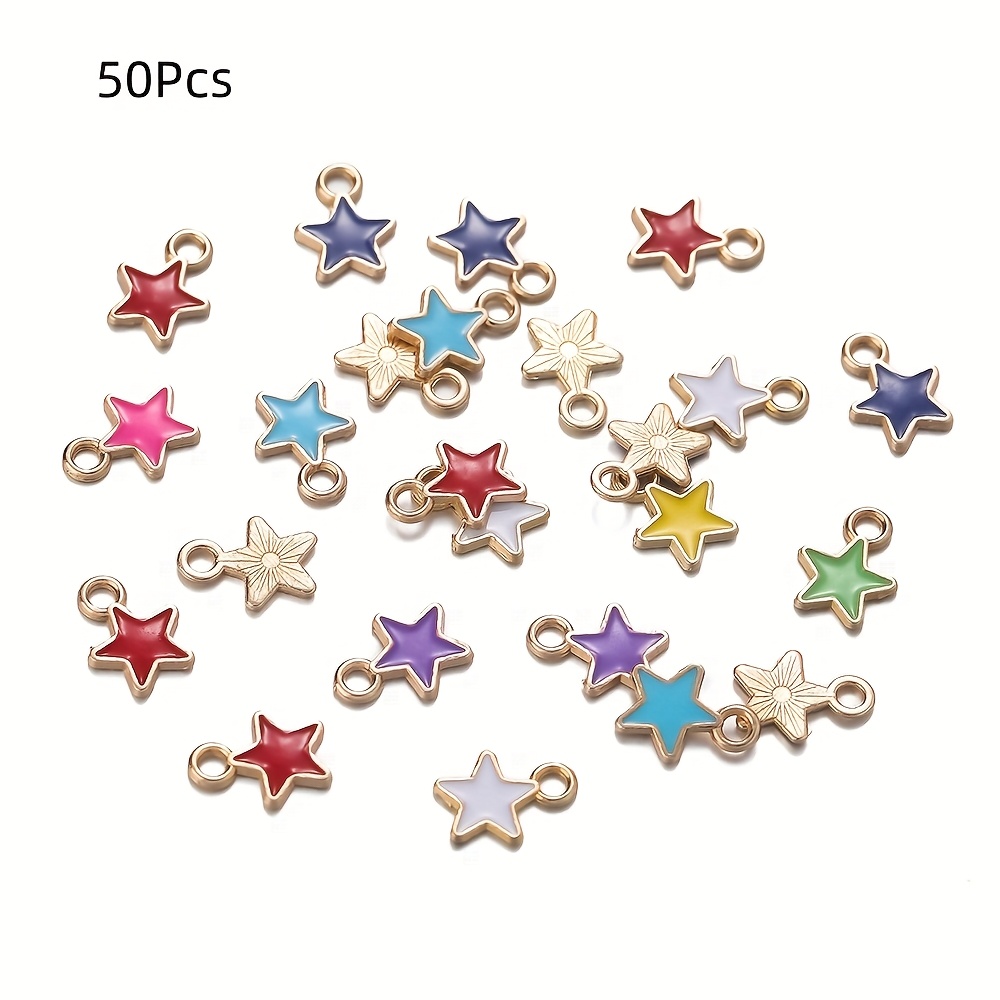 TEMU 50 Piezas de Colgantes de Estrella de Puntas - Aleación Pesada 6.5*8.5mm para Hacer Joyería DIY, Colgantes para Collares y Aretes, Cuentas de