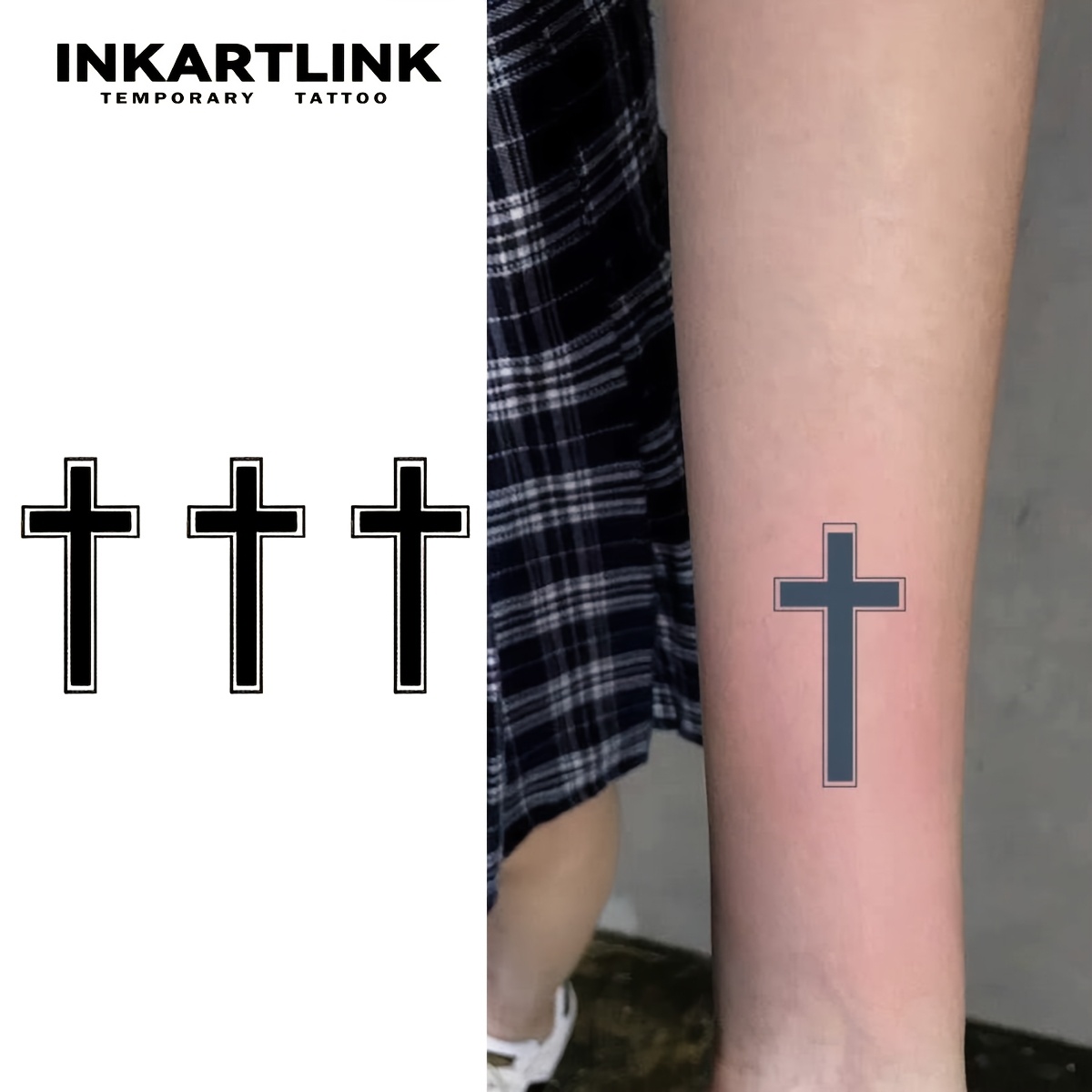 inkartlink   technology temporary tattoo cross heart   design waterproof authentic tattoo look plant inspired paper material