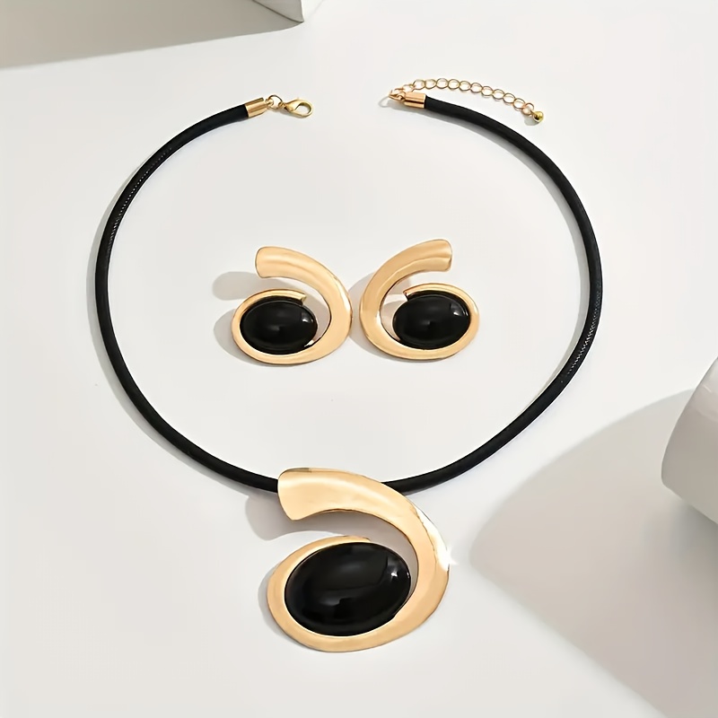 Boho Geometric Pendant Necklace and Earrings Set