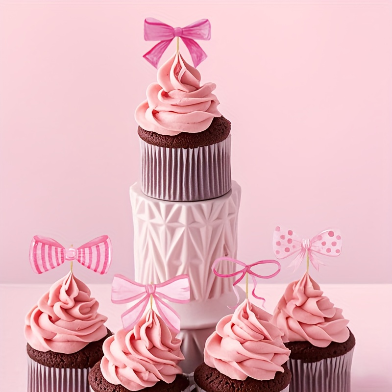 14 decorazioni rosa per torte per ragazze, vestiti per baby shower, decorazioni per cupcake a tema baby shower, decorazioni per baby shower, accessori per cabina fotografica di compleanno