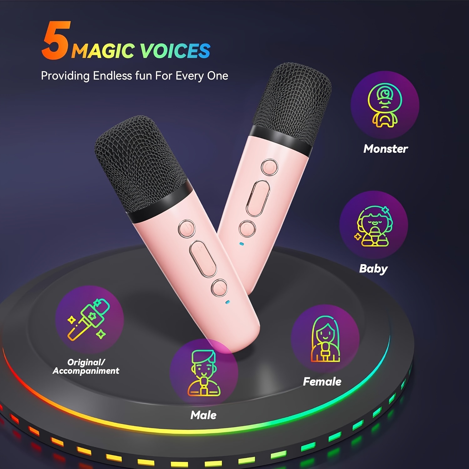 karaoke machine for kids adults portable mini karaoke microphone singing speaker with 2 mic and light gifts toys for all smartphones birthday family home party details 0