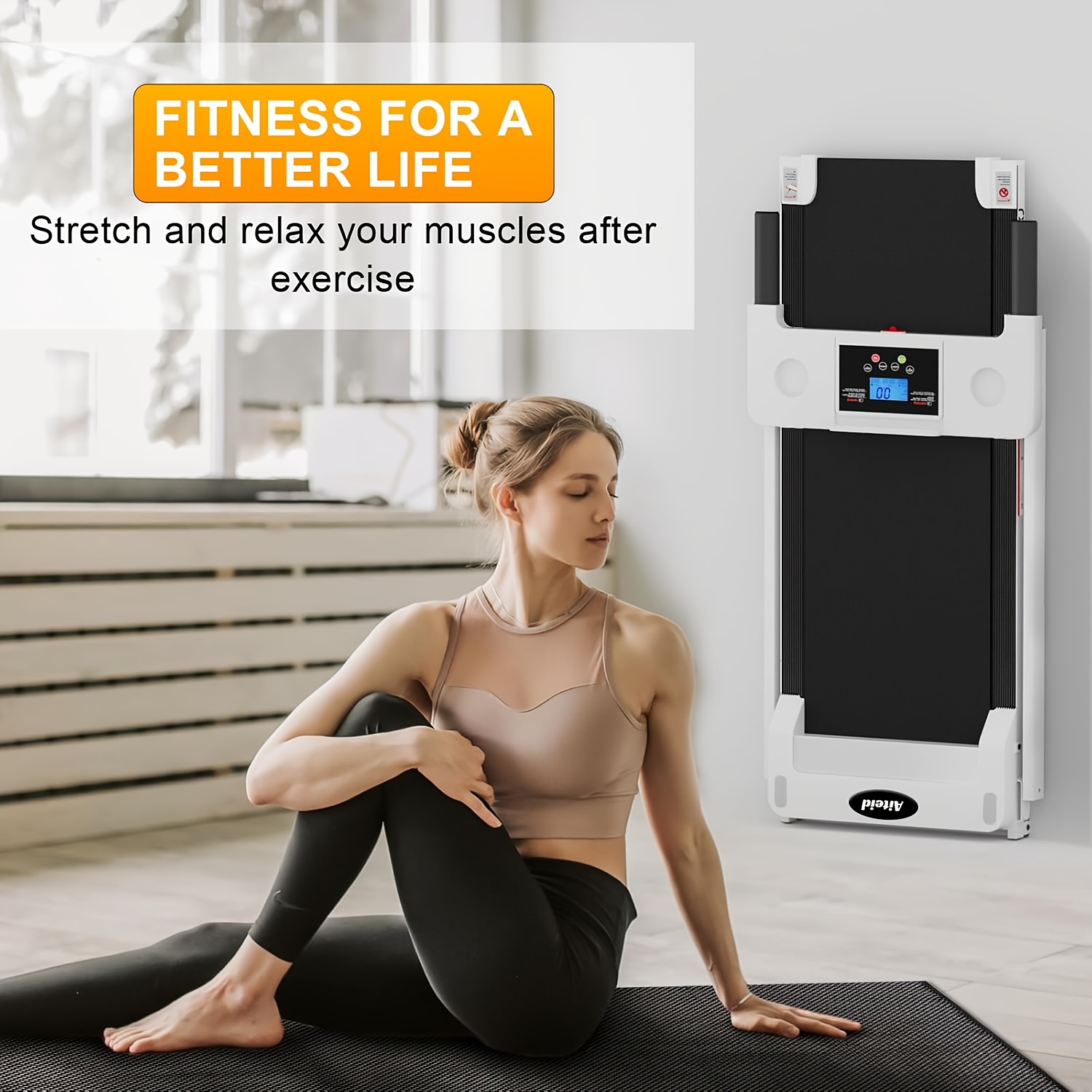 [Portable Treadmill] 1pc Portable Treadmill | LED Touch Screen, 3.0HP Motor, 300+ lbs Capacity - Under Desk Design, No Assembly Required, Aluminum Frame for Home Gym/Office Use, White/Black, Treadmills for Home Exercise