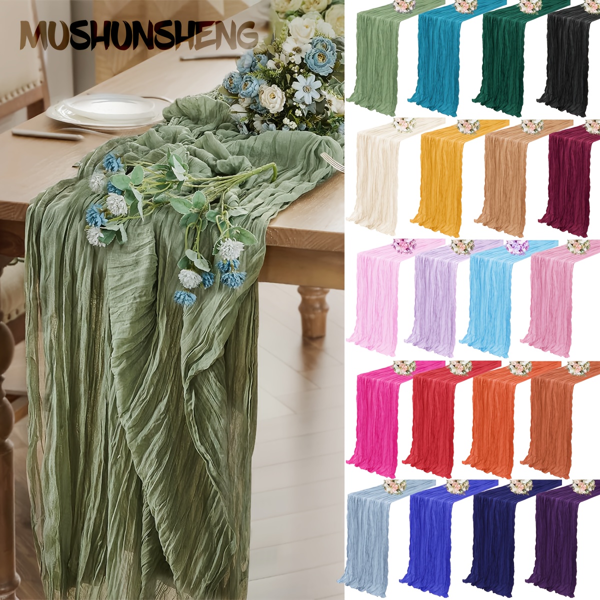 1pc bohemian cheese cloth table runner solid color rectangular table runner wedding ceremony birthday party cake table decoration romantic banquet decoration