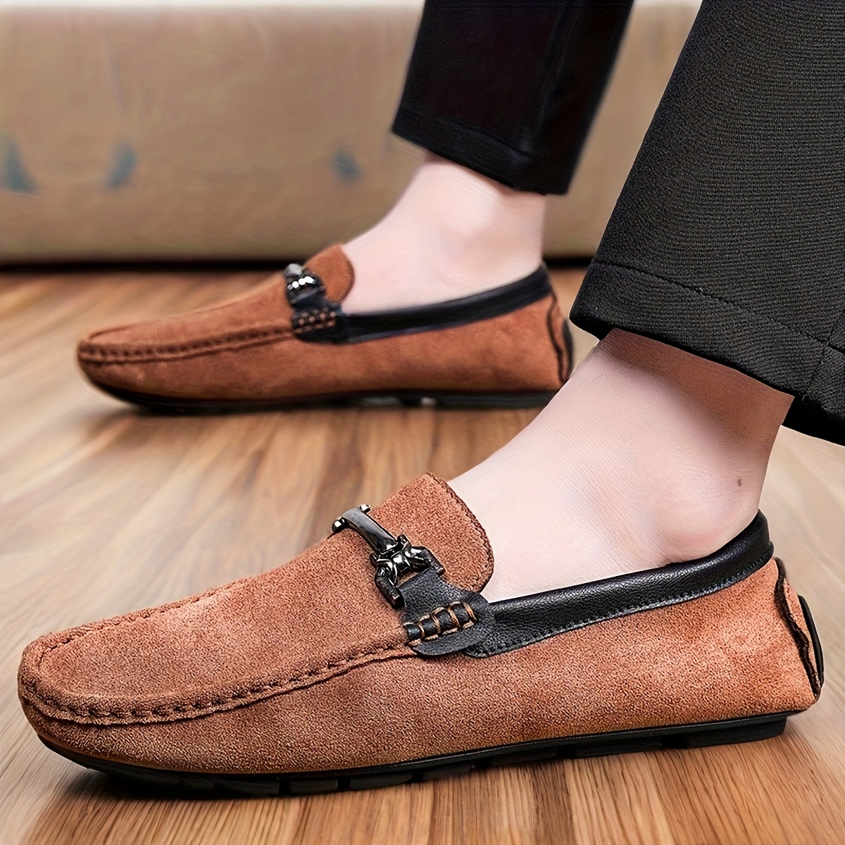 Men's Loafers, Handcrafted Men's Loafers, Slip-On Moccasins, Large Size Comfortable Casual Flat Shoes for Work, Walking, and Driving