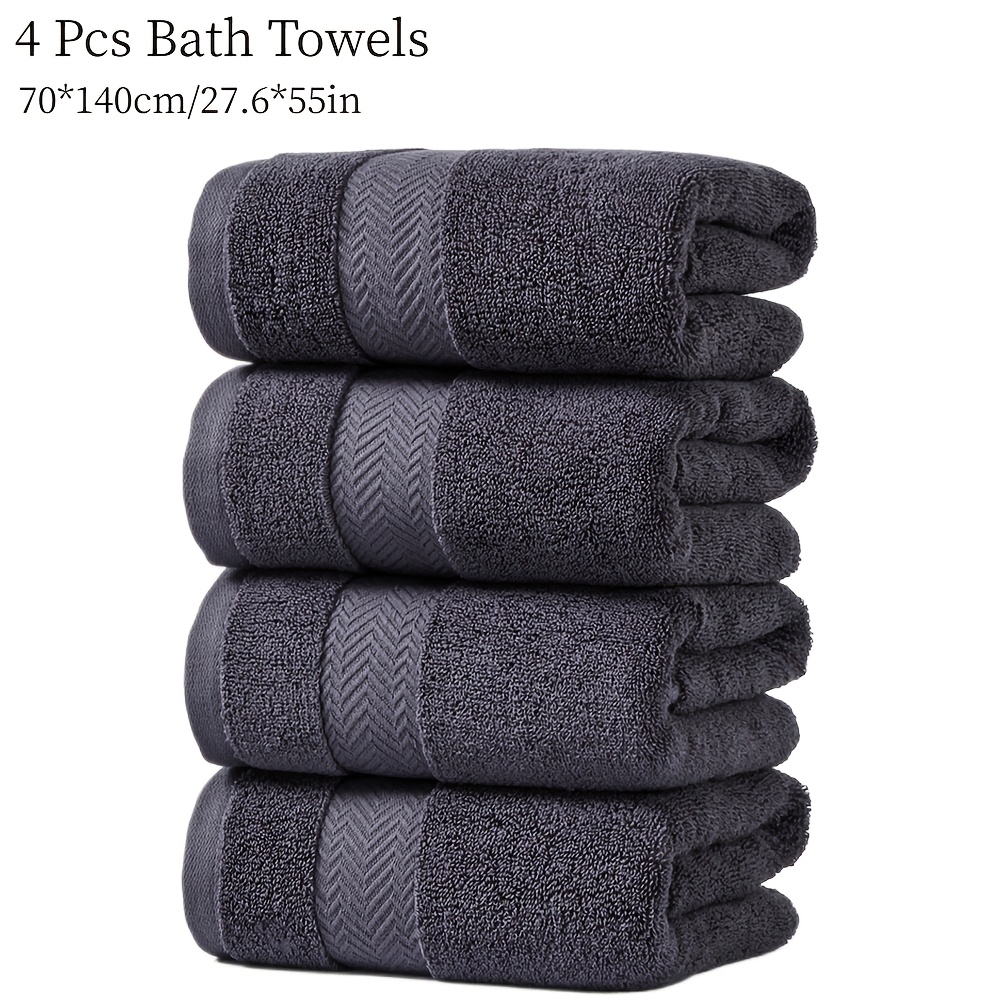 4pcs Solid Towels (27.6*55in/70*140cm), 500 Gsm, Soft And Comfortable, Absorption, Suitable For Bathroom Sauna, Bathroom Accessories, Optional