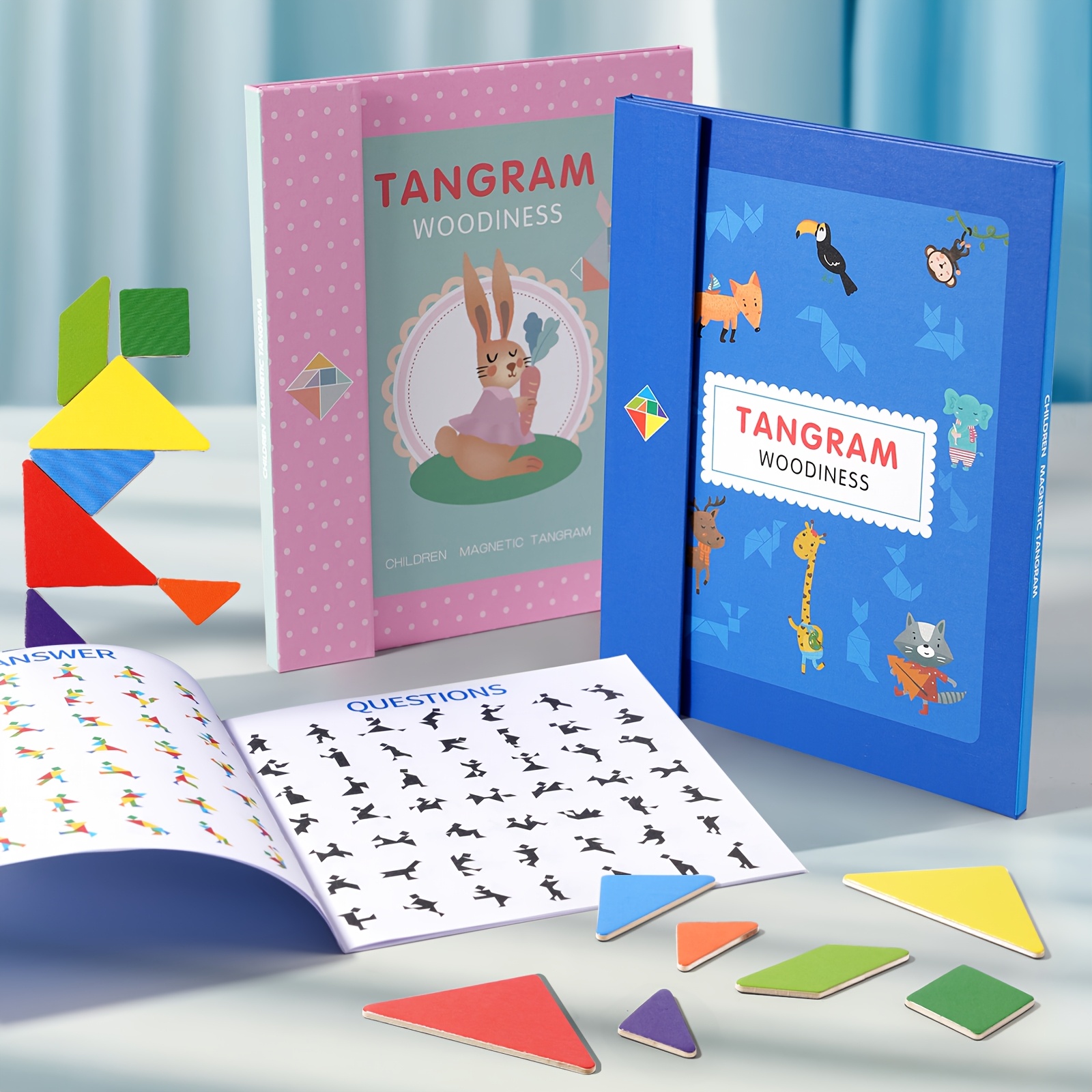 Puzzle Tangram De Voyage Avec 2 Ensembles De De Magnétiques, Jeux De Voyage En Voiture Avec 368 Solutions - 'iq, Jouet éducatif, , Cadeau De Pour Enfants