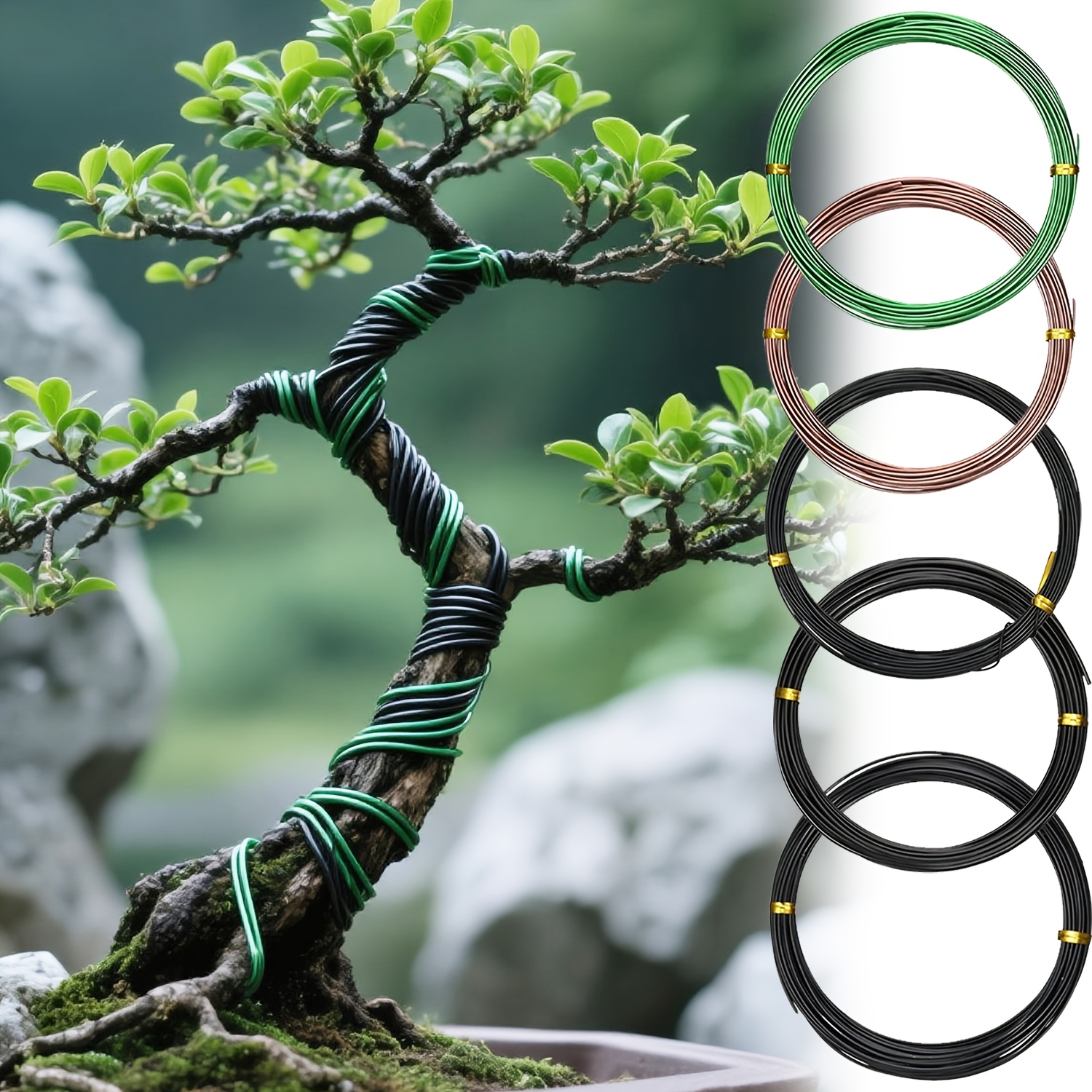 thumbnail image 2 of 95ft Roll Of 4mm Green Bonsai Training Wire - Anodized Aluminum Wire For Shaping Trees & Plants 2 of 10