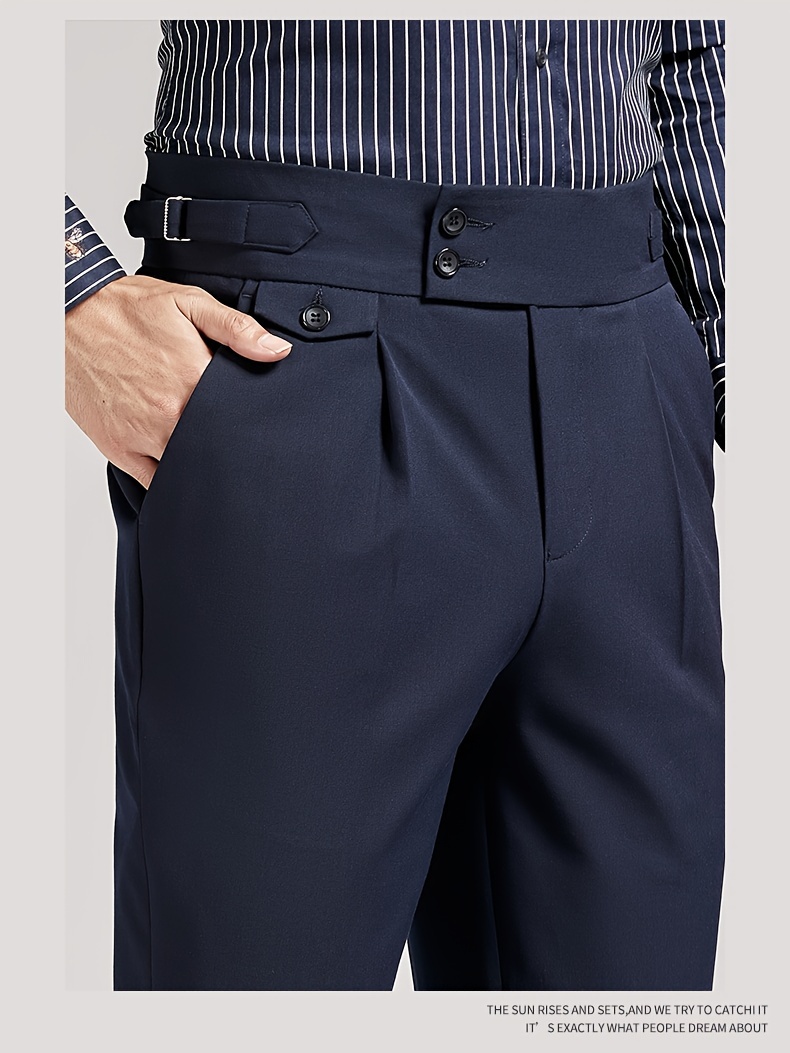 mens solid cropped business slacks versatile draping trousers for spring and fall light business style details 5