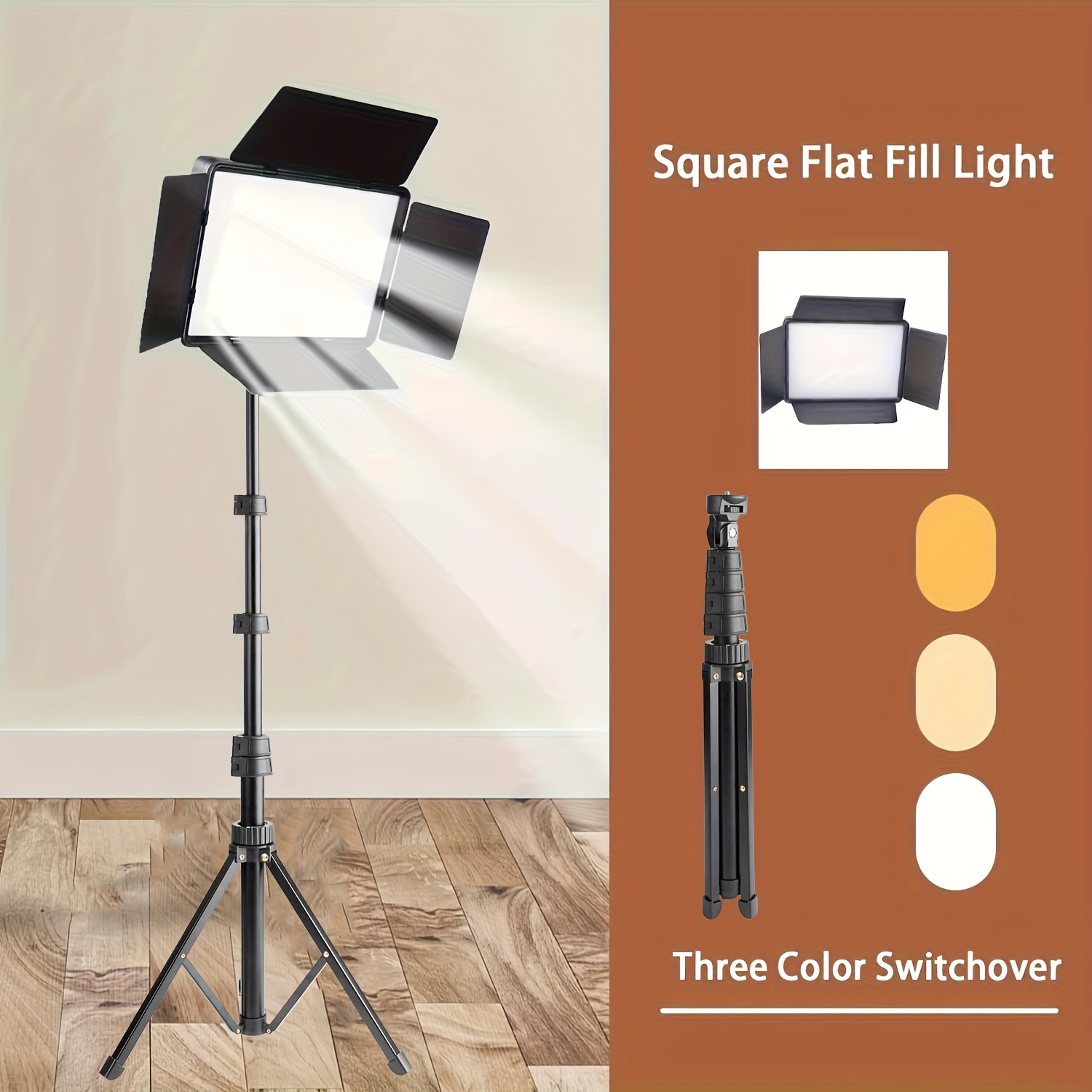   10 inch square led fill light with adjustable tripod three color switchover baffle included ideal for indoor photography video and selfie rooms photography lighting kit adjustable tripod light led lighting kit led lights for home