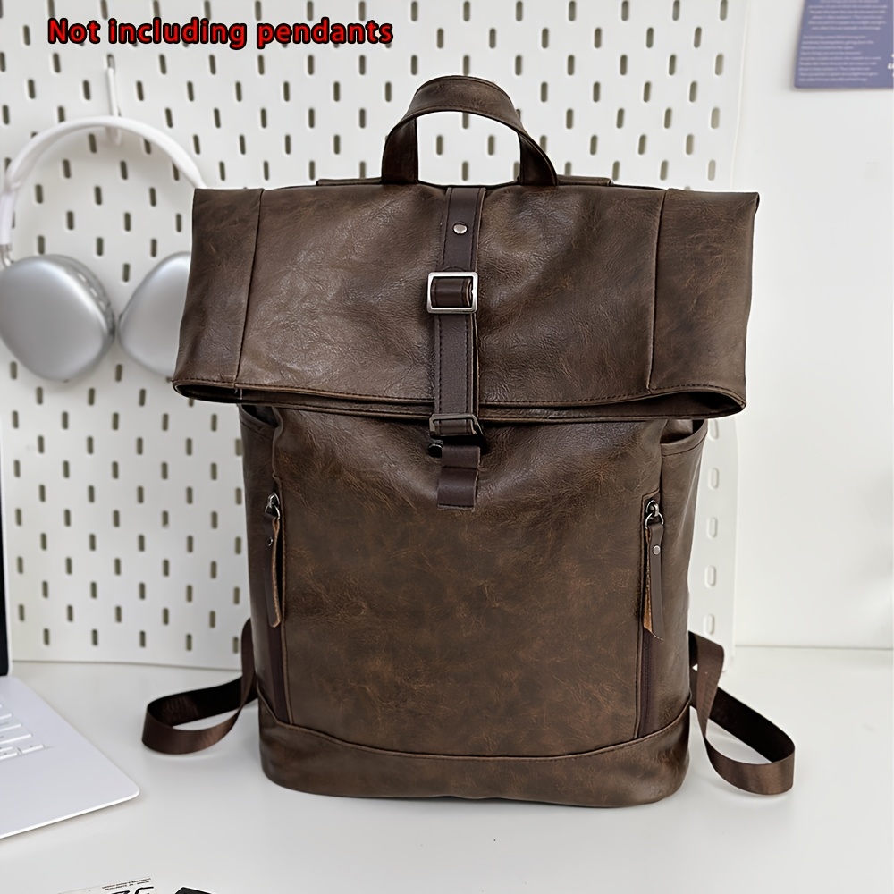 Image of Business Casual Travel Bag, High School Student School Backpack, Pu Backpack, College Student Large Capacity Laptop Backpack, For Teenager