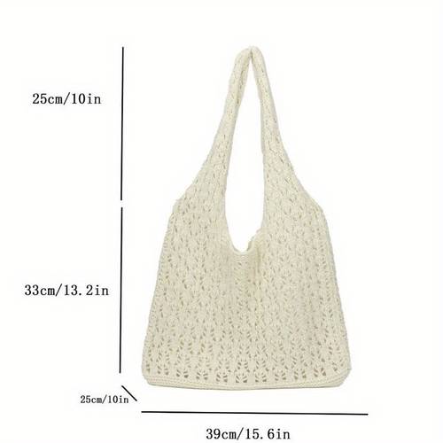 fashionable single shoulder woven tote bag versatile hollow out handbag summer casual large capacity womens bag