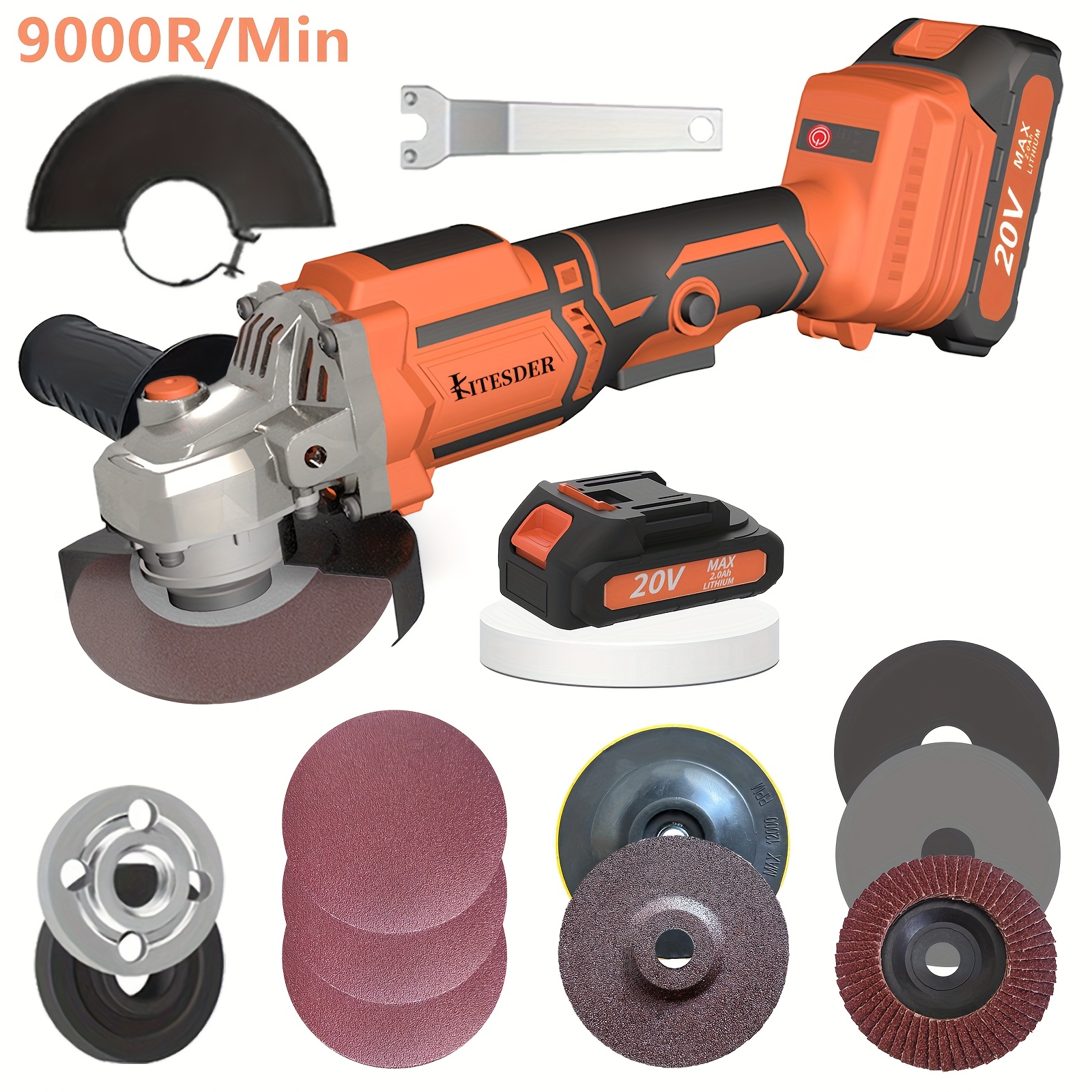 TEMU Digital Display Cordless Angle Grinder 4-1/2 Inch, Upgraded Brushless Angle Grinder, 11000 Rpm, Variable-, 20v Brushless Battery Grinder Tool