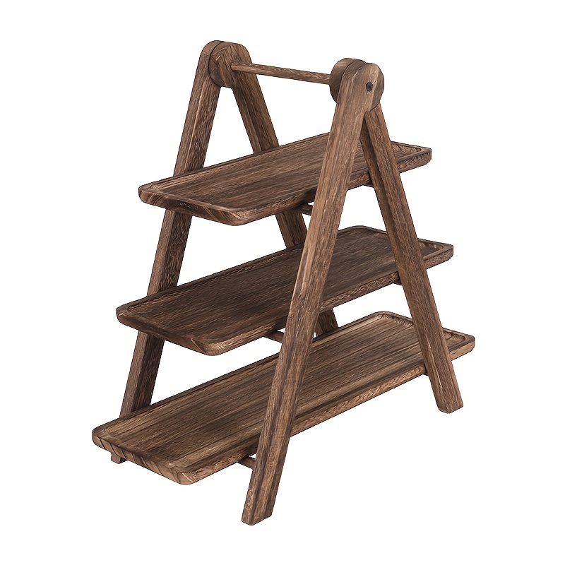 E-shop Ein dreistöckiges Holztablett, ein vielseitiges rechteckiges Tablett, geeignet für Partyveranstaltungen, Hochzeits-Cupcake-Displays,