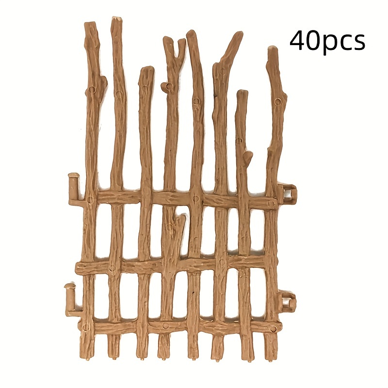 

40pcs Pvc Simulated Fence Models For Sand Table Decor, Light Brown Woven Design With Multiple - Ideal For Farm Scene Accessories