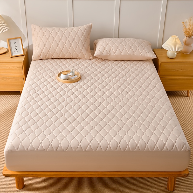 4-Season High-Quality Soft Comfortable Waterproof Mattress Protector, Premium Solid Color Bedding Full Coverage Mattress Protector - Perfect for Bedroom and Hotel Rooms, Single and Double Beds Friendly Breathable Machine Washable
